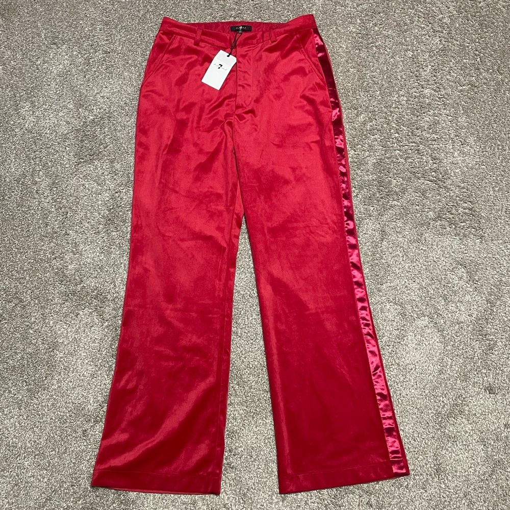 NWT Women’s 7 For All Mankind Wide Leg Velvet Tuxedo Style Pants Size 10